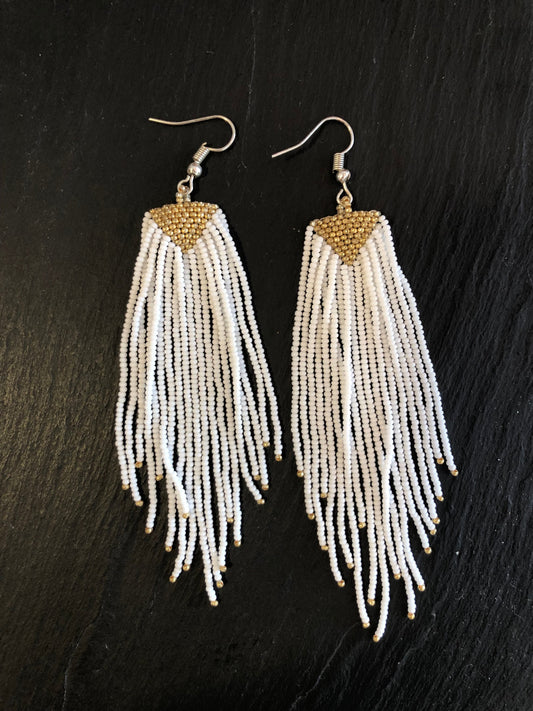 Aretes chaquira méxico boho Blancos